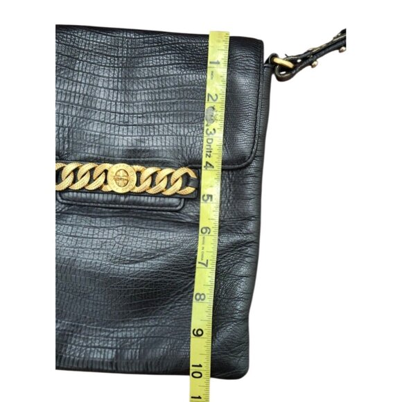 Marc by Marc Jacobs Black Leather Crossbody Bag Gold Logo Plate Designer Purse - Picture 10 of 12